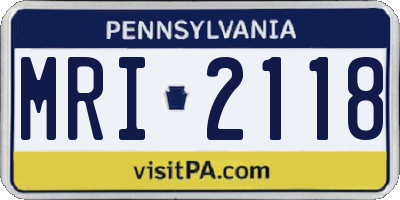 PA license plate MRI2118