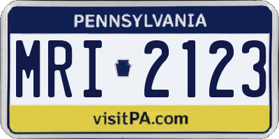 PA license plate MRI2123