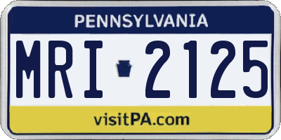PA license plate MRI2125