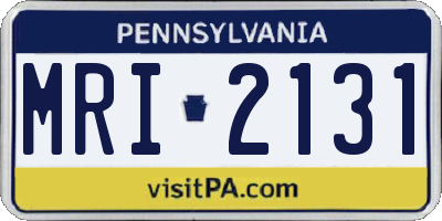 PA license plate MRI2131