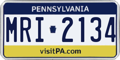 PA license plate MRI2134