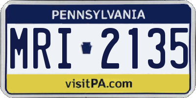 PA license plate MRI2135