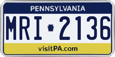 PA license plate MRI2136