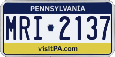 PA license plate MRI2137