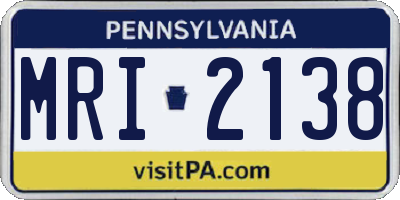 PA license plate MRI2138