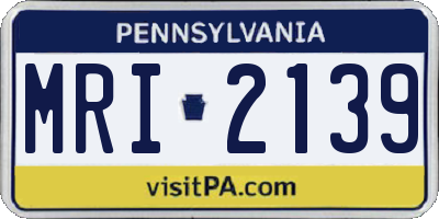 PA license plate MRI2139
