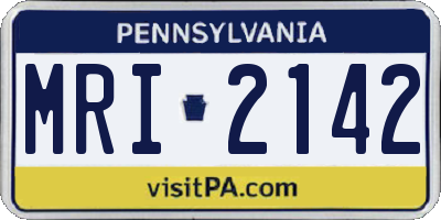 PA license plate MRI2142