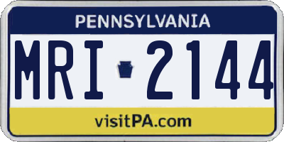 PA license plate MRI2144