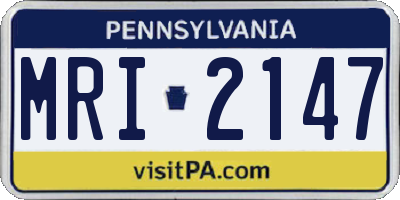 PA license plate MRI2147