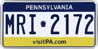 PA license plate MRI2172