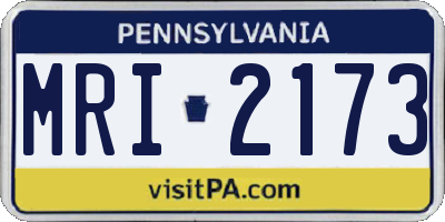 PA license plate MRI2173