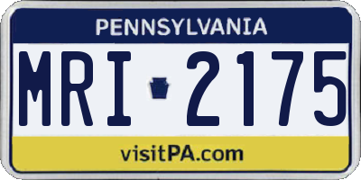 PA license plate MRI2175