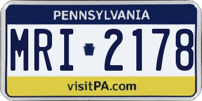 PA license plate MRI2178