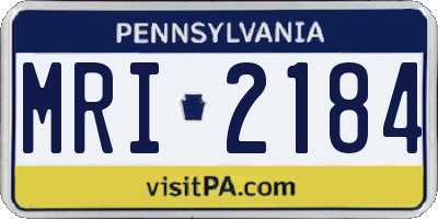 PA license plate MRI2184