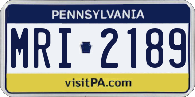 PA license plate MRI2189
