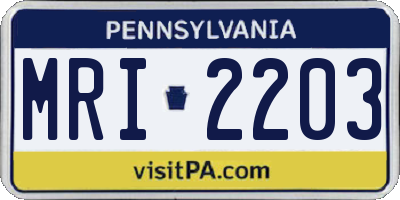 PA license plate MRI2203