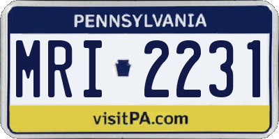 PA license plate MRI2231