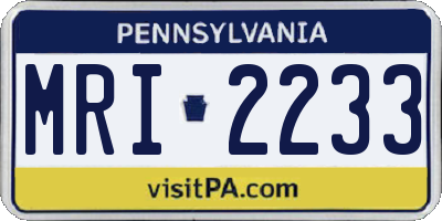 PA license plate MRI2233