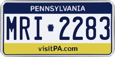 PA license plate MRI2283