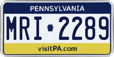 PA license plate MRI2289