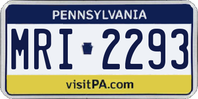 PA license plate MRI2293