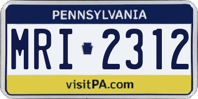 PA license plate MRI2312