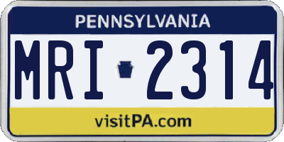 PA license plate MRI2314