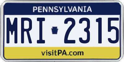 PA license plate MRI2315
