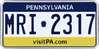 PA license plate MRI2317