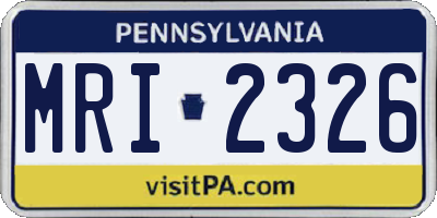PA license plate MRI2326
