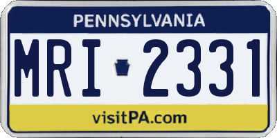 PA license plate MRI2331
