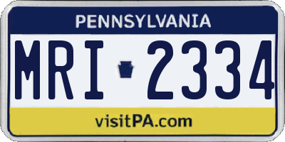 PA license plate MRI2334