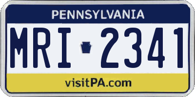PA license plate MRI2341