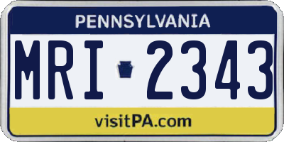PA license plate MRI2343