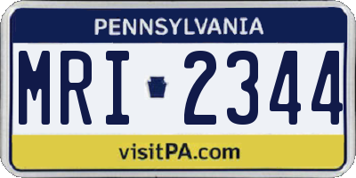 PA license plate MRI2344