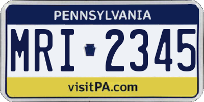PA license plate MRI2345