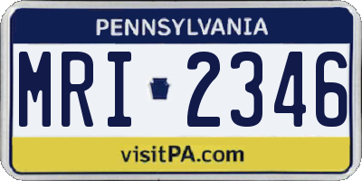 PA license plate MRI2346