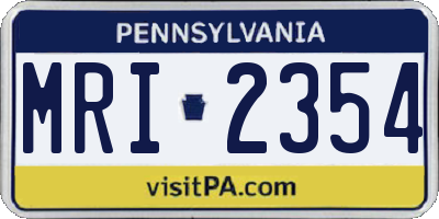 PA license plate MRI2354