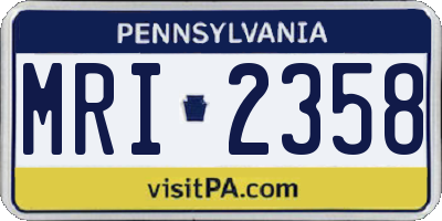 PA license plate MRI2358