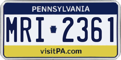 PA license plate MRI2361
