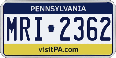 PA license plate MRI2362