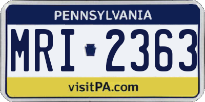 PA license plate MRI2363