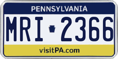 PA license plate MRI2366
