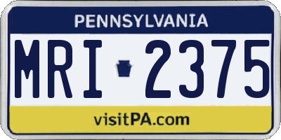 PA license plate MRI2375