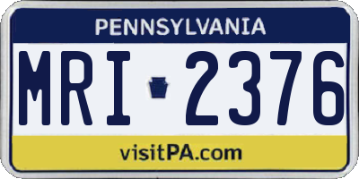 PA license plate MRI2376