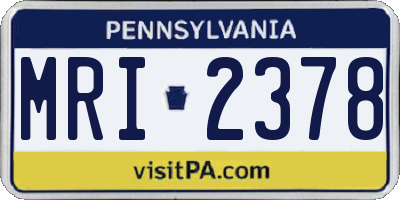 PA license plate MRI2378