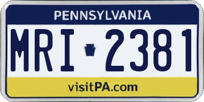 PA license plate MRI2381
