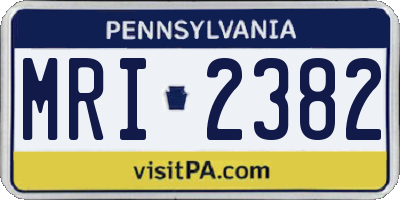PA license plate MRI2382