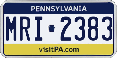 PA license plate MRI2383
