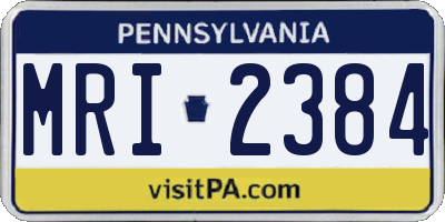 PA license plate MRI2384
